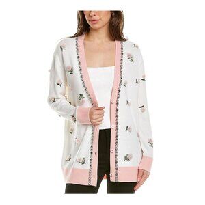 Alice + Olivia Bradford Flower Embroidered Wool-blend Grandpa Cardigan